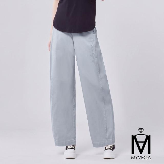 【MYVEGA 麥雪爾】MA薄款高含棉logo刺繡錐形褲-共九色(錐形褲/彎刀褲/天絲/萊賽爾)
