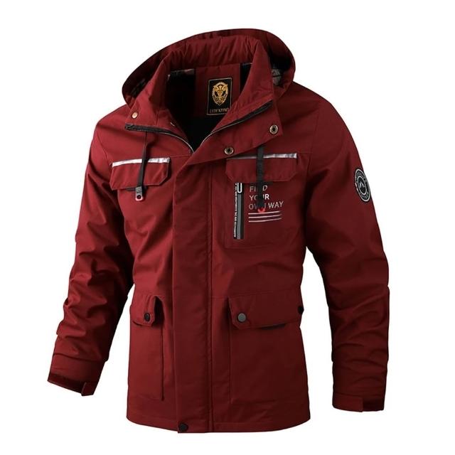 【巴黎精品】現貨出清 衝鋒衣連帽外套休閒夾克(軍裝修身中長款多口袋春夏薄款男外套2款a1ck6 A)S