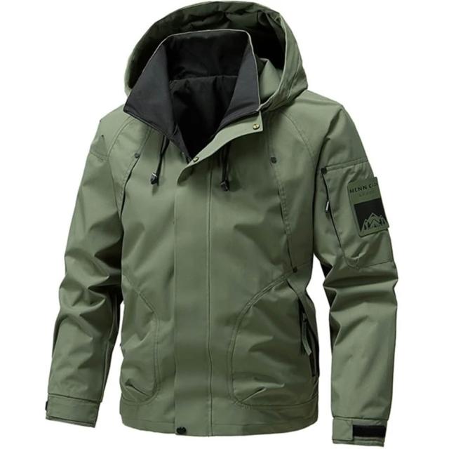 【巴黎精品】現貨出清 衝鋒衣連帽外套休閒夾克(軍裝修身中長款多口袋春夏薄款男外套2款a1ck6 A)S