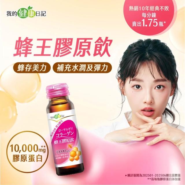 【我的健康日記】膠原飲3款任選(蜂王96入、燕窩96入、冰晶80入)(10000毫克小分子膠原蛋白)