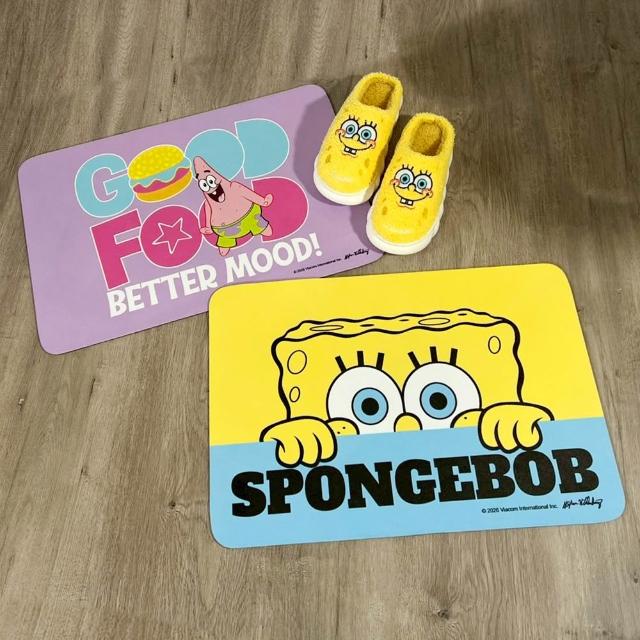 【SpongBob 海綿寶寶】2件組_比奇堡可愛印花吸水地墊 (腳踏墊 浴室踏墊 正版授權 交換禮物)
