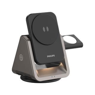 【Philips 飛利浦】黑金剛三合一磁吸充電座(DLK3540Q)
