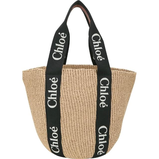 【Chloe’ 蔻依】Woody 大型 字母刺繡肩背草編包(多色可選)