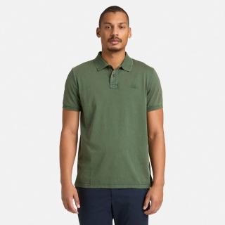 【Timberland】男款松綠色休閒短袖Polo衫(A6R29A6X)