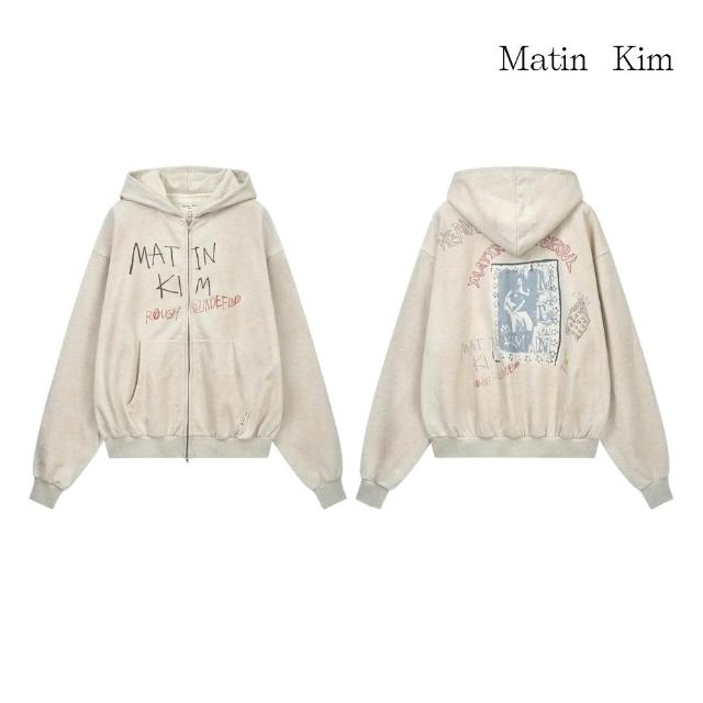 【MATIN KIM】官方旗艦 復古塗鴉LOGO連帽拉鍊外套(多款任選)