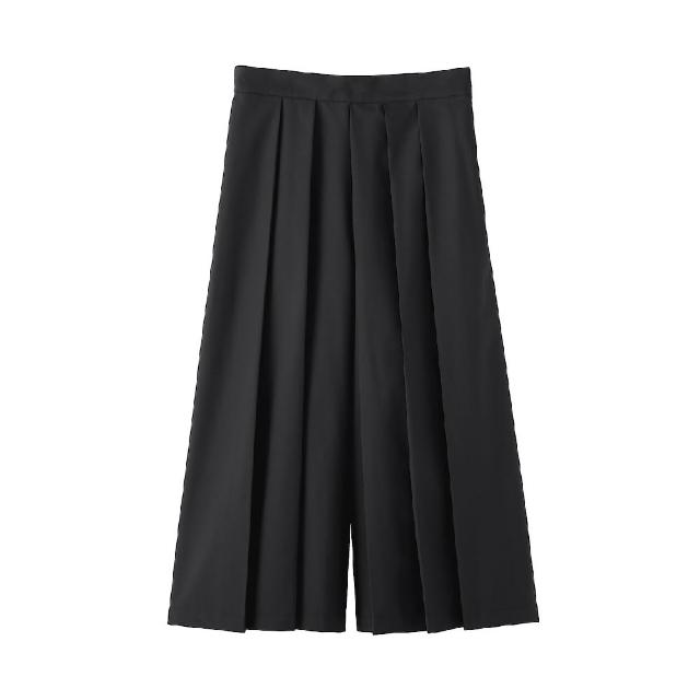 【MUJI 無印良品】女二重織日式和服寬襬褲(黑色/深藍/灰色/象牙白)
