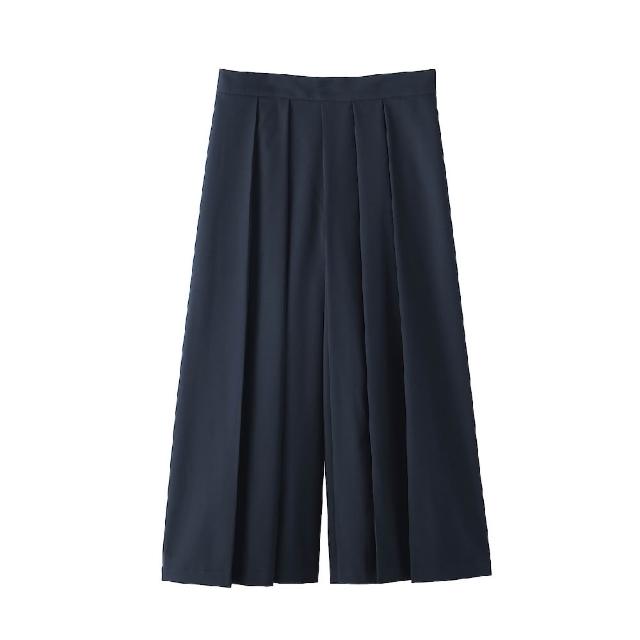 【MUJI 無印良品】女二重織日式和服寬襬褲(黑色/深藍/灰色/象牙白)