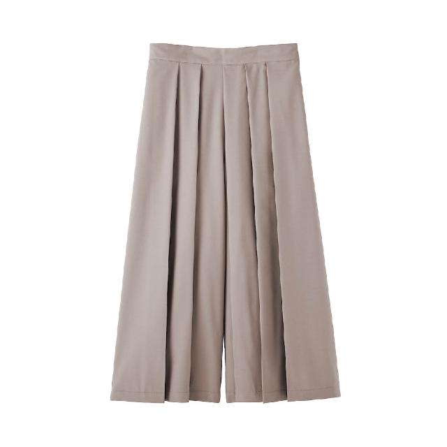 【MUJI 無印良品】女二重織日式和服寬襬褲(黑色/深藍/灰色/象牙白)