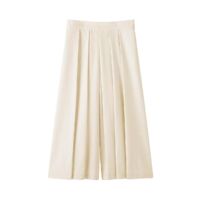 【MUJI 無印良品】女二重織日式和服寬襬褲(黑色/深藍/灰色/象牙白)