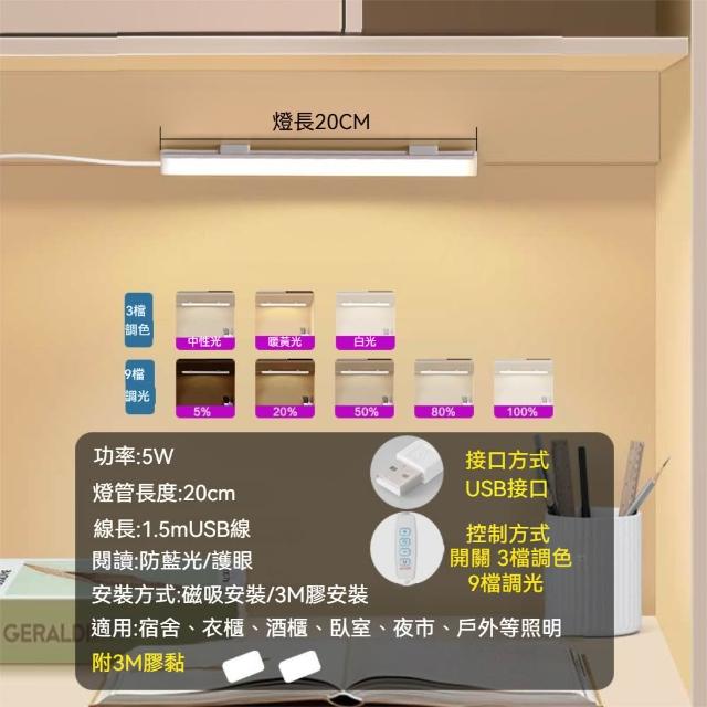 茉家 三色柔光USB磁吸護眼燈-小號1入