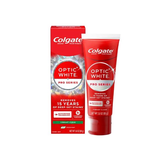 【Colgate 高露潔】OPTIC WHITE光感．白 5% Pro Series瞬白牙膏85g(新上市/升級配方/IU代言/牙齒美白/亮白)