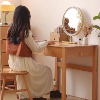 【Taoshop 淘家舖】北歐日式小戶型梳妝台｜臥室化妝台觸控鏡子多功能｜悅木 A703 ｜90cm長｜QMDT04