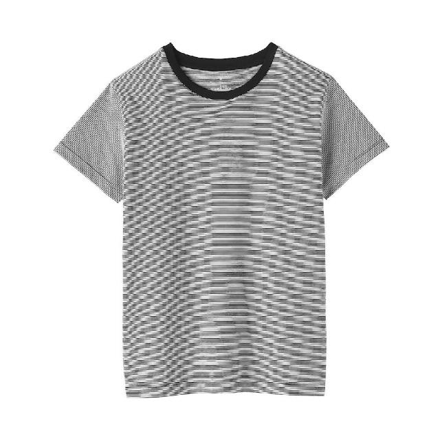 【MUJI 無印良品】女天竺圓領短袖T恤(白色/灰色/黑色/淺橘/黑橫紋/黑紋樣/煙燻藍紋樣/橘橫紋/淺藍)