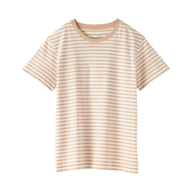 【MUJI 無印良品】女天竺圓領短袖T恤(白色/灰色/黑色/淺橘/黑橫紋/黑紋樣/煙燻藍紋樣/橘橫紋/淺藍)