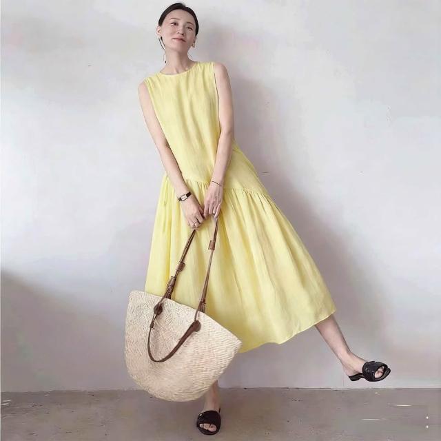 【米蘭精品】多款現貨出清 洋裝無袖連身裙大尺碼女裝連衣裙(亞麻棉麻休閒長裙顯瘦魚尾女裙子多款74kf18)