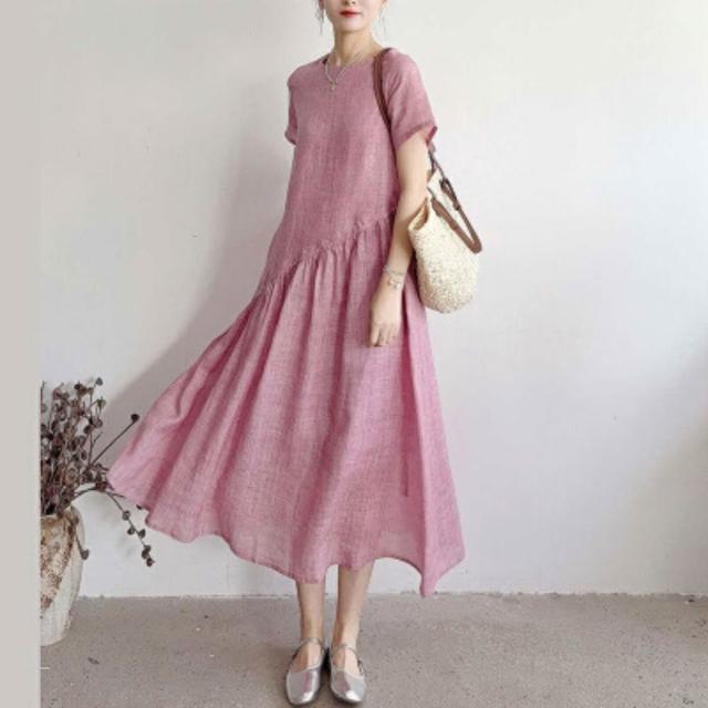 【米蘭精品】多款現貨出清 洋裝無袖連身裙大尺碼女裝連衣裙(亞麻棉麻休閒長裙顯瘦魚尾女裙子多款74kf18)