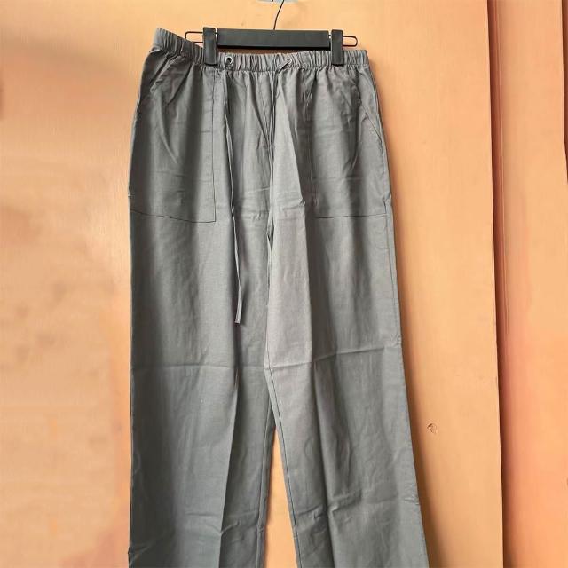 【巴黎精品】買一送一 現貨限搶 亞麻棉麻褲大碼寬褲透氣吸汗(運動休閒長褲男褲子2款b1a3)