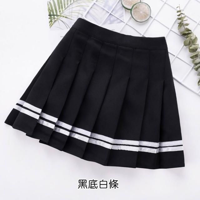 【橘魔法】調節扣 雙色線條百褶裙 內有安全褲 女童 兒童 大童 褲裙 短裙 裙子 校園 表演 聖誕節 親子款