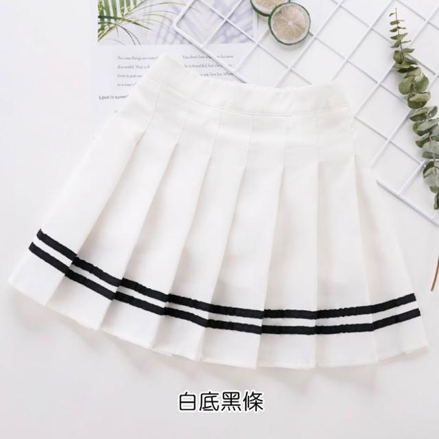 【橘魔法】調節扣 雙色線條百褶裙 內有安全褲 女童 兒童 大童 褲裙 短裙 裙子 校園 表演 聖誕節 親子款