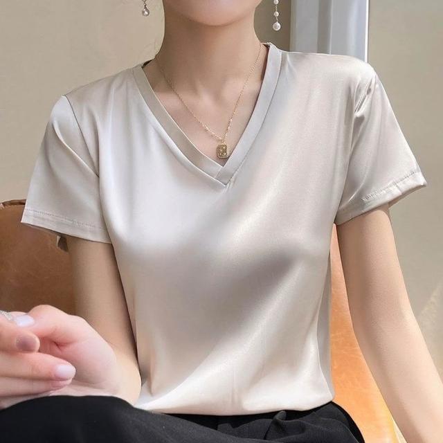 【巴黎精品】現貨出清 頂級法式緞面背心絲質上衣名媛絲綢冰絲絲質襯衫(網紗拼接女素色上衣3色a1ep11)