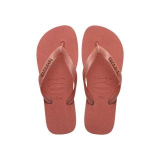 【havaianas 哈瓦仕】拖鞋 男鞋 女鞋 夾腳拖 金屬LOGO 素色 Top Logo Metallic 咖啡色 4127244-1121U