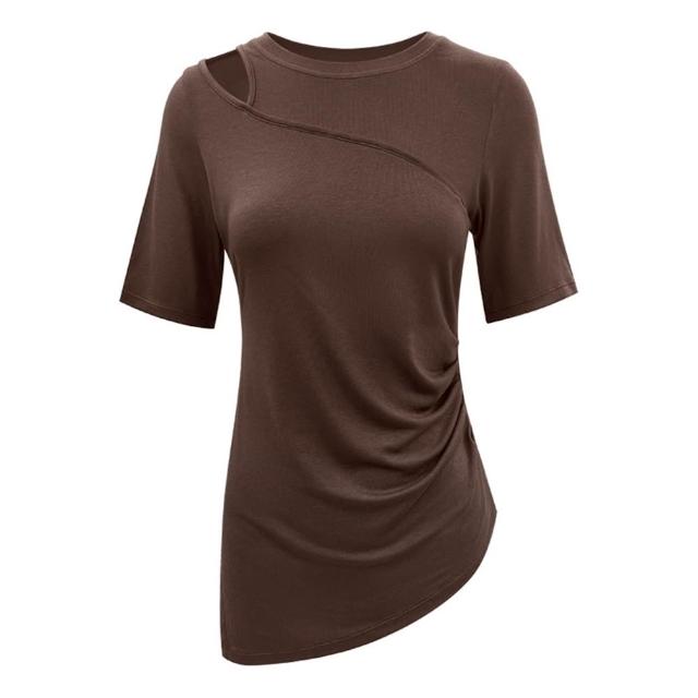 【巴黎精品】現貨限搶 瑜珈服短袖運動服運動上衣跑步背心修身顯瘦瑜伽服(吸濕排汗女上衣3色v1ax12)S