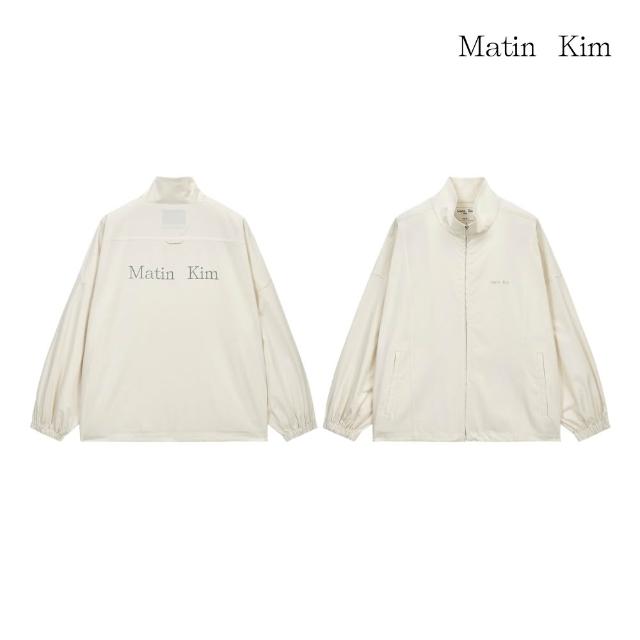 【MATIN KIM】官方旗艦 中性款高領經典LOGO風衣外套(多款任選)