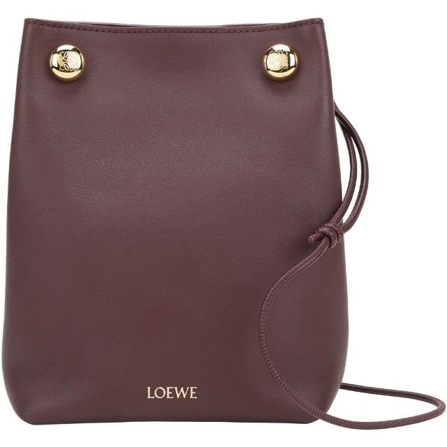 【LOEWE 羅威】Anagram Pebble 新版 雙卵石金壓紋小牛皮肩 斜背骰子包(多色 真皮 隨身小包 側背包)