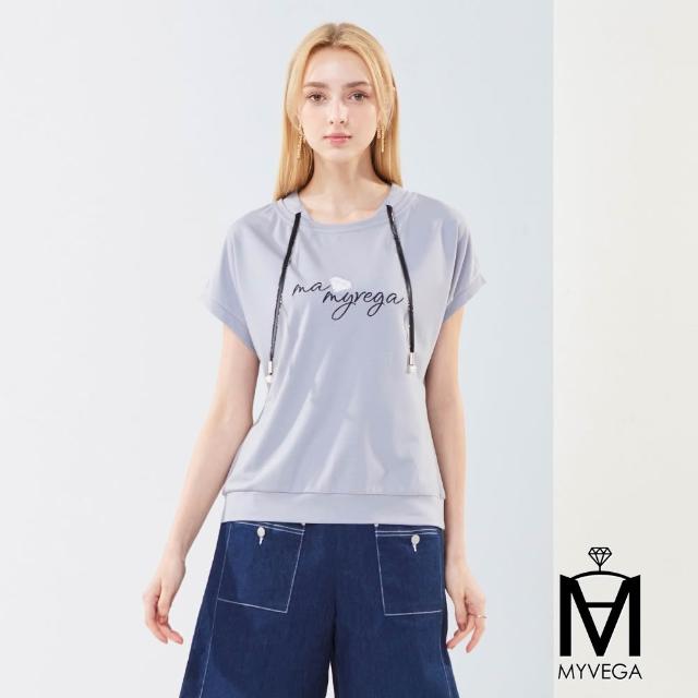 【MYVEGA 麥雪爾】MA涼感高含棉彈力休閒刺繡/寬鬆落肩短袖T恤-多款多色任選(女上衣/純棉上衣)