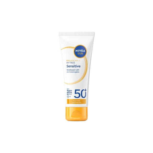 【NIVEA 妮維雅】新品上市★全護專業抗UV防曬乳SPF50+敏感舒緩/油光掰掰 40ml(海洋友善)