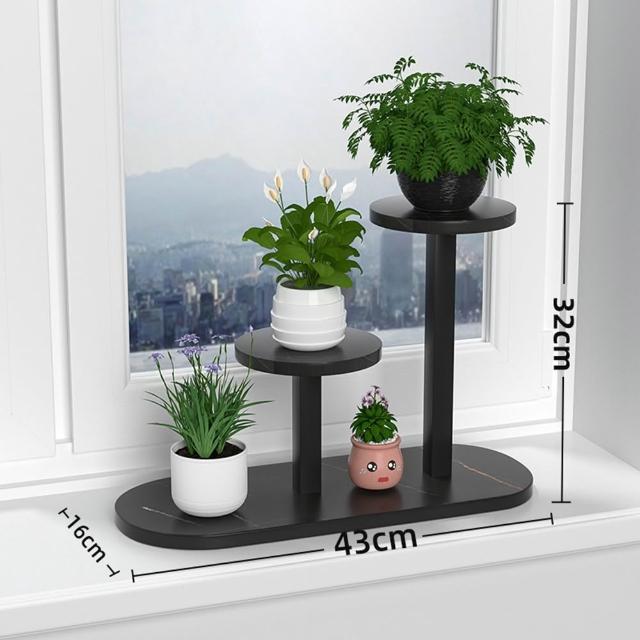 【Quality 聚家】窗臺花架 桌上花架 盆栽架 飄窗多肉架 陽臺花架 置物架三層(鋼木結構/加厚板材/平滑封邊）