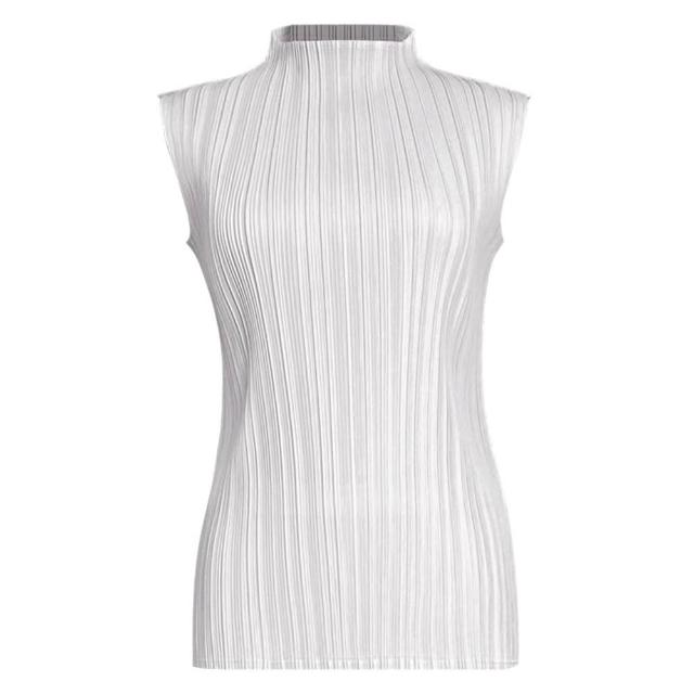 【巴黎精品】現貨+預購 三宅風皺褶衣服褶皺上衣摺衣彈力大尺碼(高領無袖寬鬆女T恤18色b2a1)