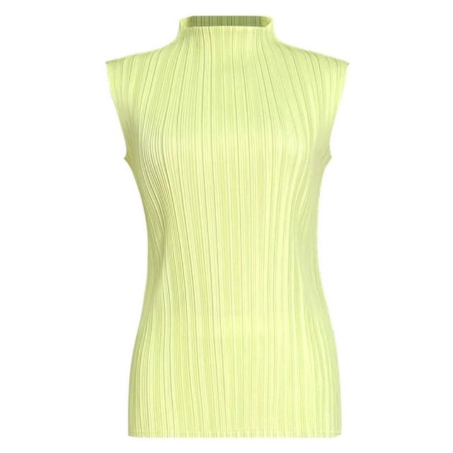 【巴黎精品】現貨+預購 三宅風皺褶衣服褶皺上衣摺衣彈力大尺碼(高領無袖寬鬆女T恤18色b2a1)