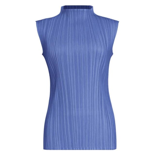 【巴黎精品】現貨+預購 三宅風皺褶衣服褶皺上衣摺衣彈力大尺碼(高領無袖寬鬆女T恤18色b2a1)
