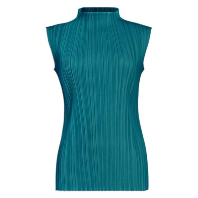 【巴黎精品】現貨+預購 三宅風皺褶衣服褶皺上衣摺衣彈力大尺碼(高領無袖寬鬆女T恤18色b2a1)