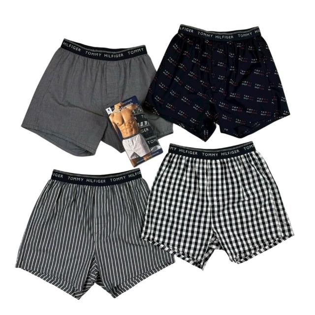 【TOMMY HILFIGER】男內褲 四件組 盒裝 四角褲 湯米 純棉 內褲 平口內褲 透氣內褲 寬鬆 透氣 @1790