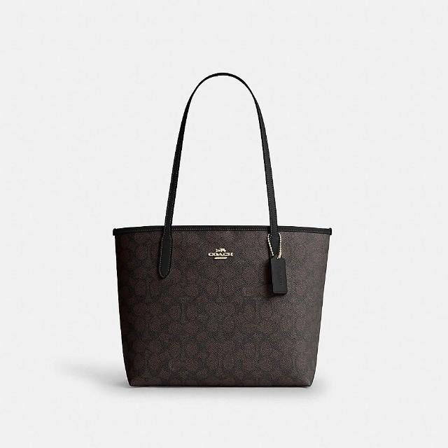 【COACH】蔻馳官方直營 CITY 經典 SIGNATURE 中號托特手袋 托特包-多色任選(CDX82/CDX83)