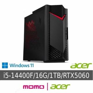 【Acer 宏碁】i5 RTX5060電競電腦(N50-656/i5-14400F/16GB/1TB/RTX5060/W11)