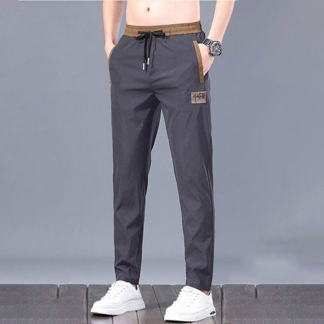 【巴黎精品】現貨限搶 冰絲長褲寬鬆闊腿褲彈力休閒西裝褲(夏季薄款運動速乾男褲子7款b1a33)