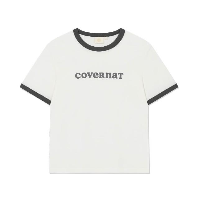 【COVERNAT】官方旗艦館 女款Logo滾邊T恤(WMS短袖上衣 YOON JI同款 霧藍/象牙白/混灰色)