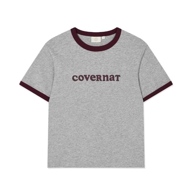 【COVERNAT】官方旗艦館 女款Logo滾邊T恤(WMS短袖上衣 YOON JI同款 霧藍/象牙白/混灰色)
