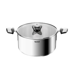 【Tefal 特福】精銳系列24cm不鏽鋼雙耳湯鍋_加蓋(不挑爐具、IH爐可用鍋)