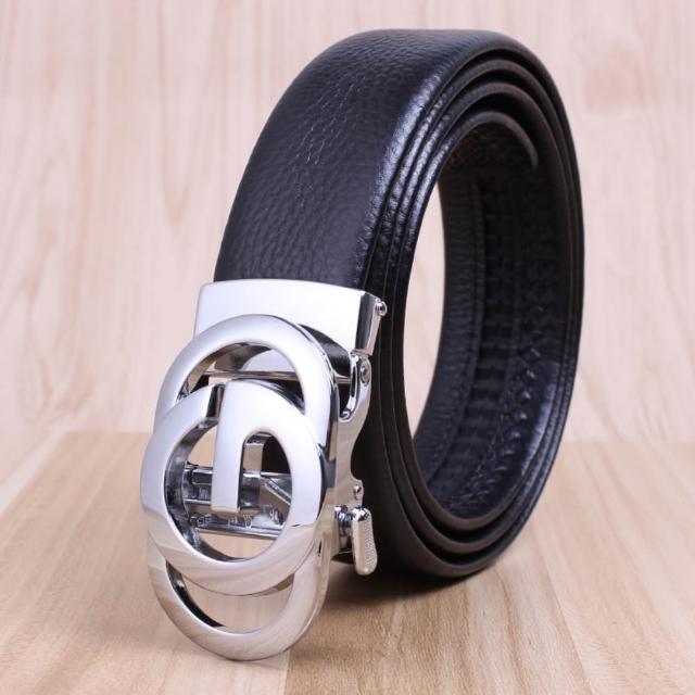 【米蘭精品】買一送一 現貨限搶 100%真皮皮帶男牛皮腰帶商務皮帶金屬皮帶男襯衫西裝褲(自動扣耐磨73qg19)