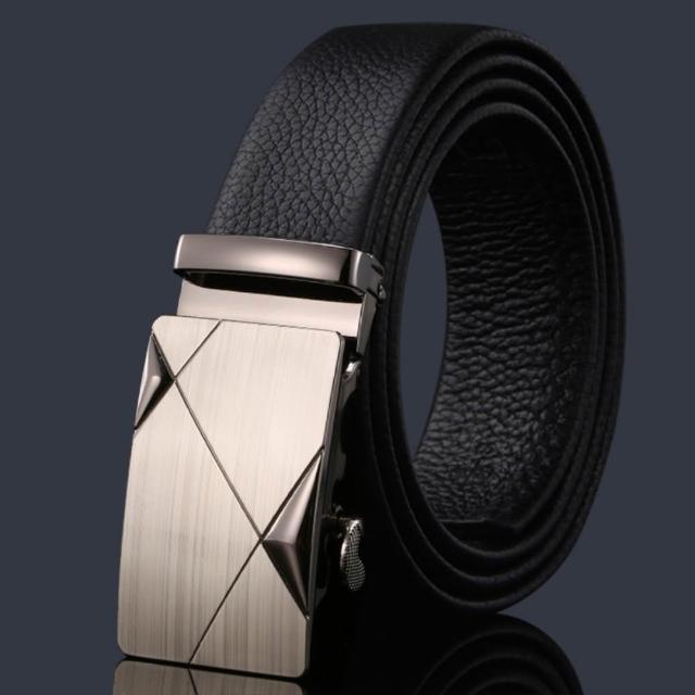 【米蘭精品】買一送一 現貨限搶 100%真皮皮帶男牛皮腰帶商務皮帶金屬皮帶男襯衫西裝褲(自動扣耐磨73qg19)