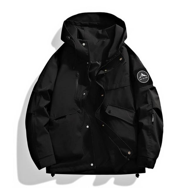【巴黎精品】買一送一 現貨+預購 衝鋒衣工裝防風防水連帽夾克(春秋薄款機能透氣衝鋒男外套9色b1a34)