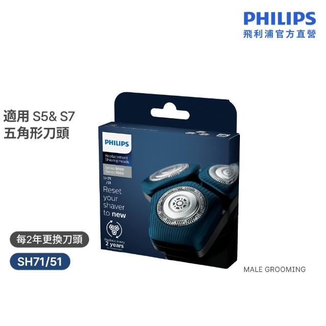 【Philips 飛利浦】SH71/51 原廠電鬍刀替換刀頭 (五角形刀頭/適用S7000/新一代S5000系列/荷蘭製/官方直營)