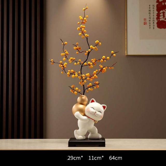 迦恩-擺件 招財貓葫蘆花瓶擺件 入戶玄關客廳插花裝飾 辦公室桌面擺件 送禮禮品