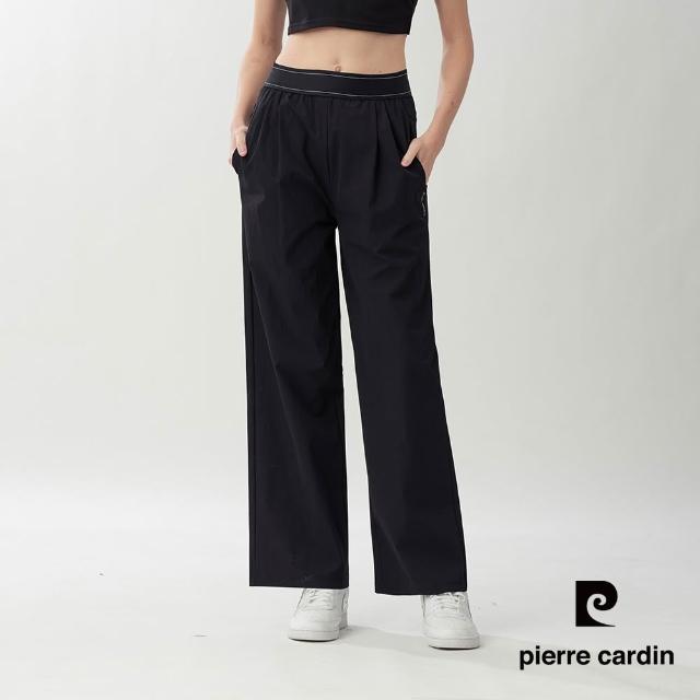 【pierre cardin 皮爾卡登】網路獨家 女款 輕盈涼感彈力寬版休閒褲(三色任選)
