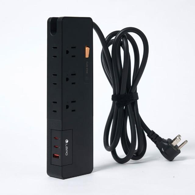 【LaPO】1開6插3USB 氮化鎵GaN 65W快充延長線