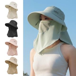 【Sumfun】全方位冰絲涼感防曬遮陽帽 帶披肩 可拆卸面罩 釣魚登山帽 大帽簷遮陽帽 漁夫帽 戶外騎行帽